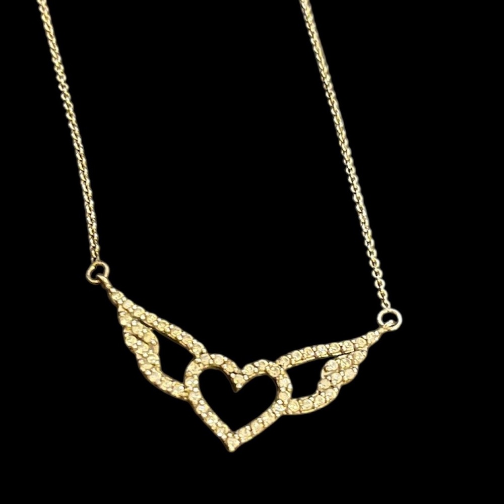 NNW Angel & Heart Wings Necklace with Rhinestones
